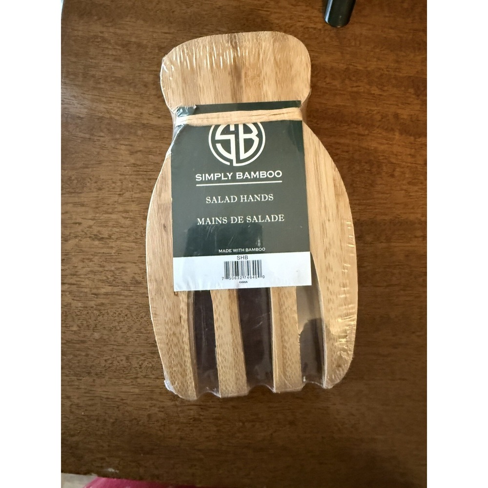 Simply Bamboo Brown‎ Salad Hands for Salad Mixing and Serving Sealed